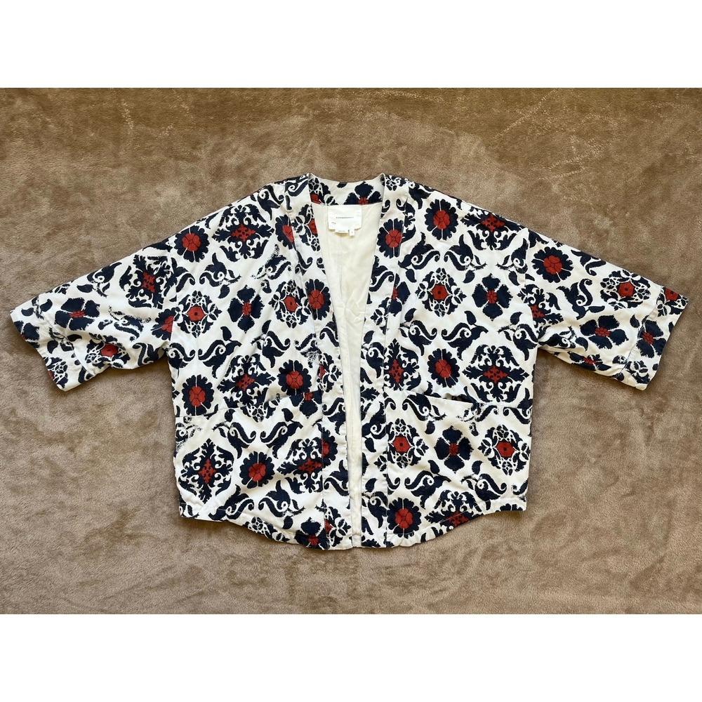 Anthropologie Eleanor Kimono Jacket Women's Size XS Floral Boho Office Wrap